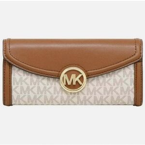 Michael Kors Large Fulton Flap Continental Wallet in Vanilla